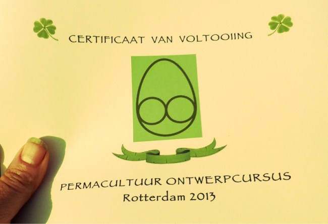 Certificaat van cursus Permacultuur