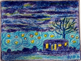 Paarse nacht met Wiekies kolibrie