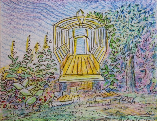 Blogtek. Open constructie in de tuin van eeuwigheid kl.frm.